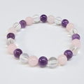 Amethyst, Clear & Rose Quartz Round Bead Bracelet 8mm - Holy Trinity